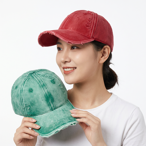 Vintage Unisex Baseball Cap Washed Cotton Denim 6-Panel Adjustable <b>Hat</b> Red Green Solid Color Casual Spring <b>Summer</b> Style - Product Image 4