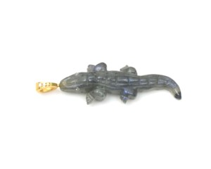 Colgante de Lagarto con Piedra Preciosa Natural, Chapado en Oro de 18K, con Cierre de CZ, 18x61mm, Colgantes Unisex con Temática Animal, para Fiestas y Uso Diario - Product Image 3