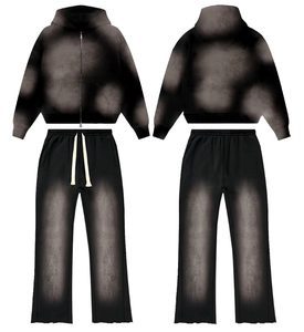 Conjunto de Sudadera Corta con Efecto Ácido y Pantalones Jogger de Pierna Ancha para Mujer, con Logotipo Personalizado, Ropa Urbana al por Mayor - Product Image 3