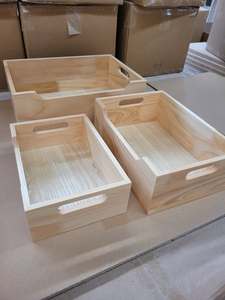 Rectangle wooden <b>boxes</b> / Walnut Wood Storage Crate Box with Rope Handle Traditional Brown for Wine Cake or <b>Gift</b> Home Decor - Product Image 1