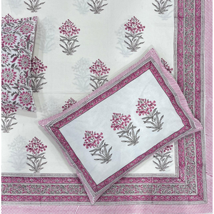 Juego de Sábanas King Size 100% Algodón Jaipur, Diseño Floral Clásico Estampado con Pigmentos, 200 Hilos, 3 Piezas, Duradero, Ecológico, Lavable a Máquina - Product Image 1