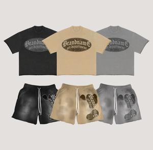 Conjunto de Verano Personalizado para Hombre con Logotipo Serigrafiado, 100% Algodón Transpirable, Camisetas Deportivas y Pantalones Cortos, 2 Piezas - Product Image 1