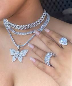 Fashion Jewelry 18K Gold Plated Silver Moissanite Cuban Link Chain for Women Bold Hip Hop <b>Statement</b> <b>Necklace</b> - Product Image 1
