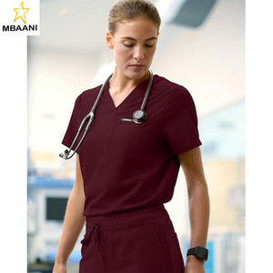 Ensemble de blouses médicales pour femmes à col en V et 1 poche – Tissu doux ultra durable, extensible, résistant aux plis et à la décoloration - Product Image 3