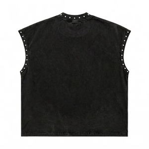 Débardeur personnalisé avec impression graphique en strass, 100% coton, tissu doux, style vintage, sans manches, unisexe, OEM, vente en gros, mode - Product Image 2