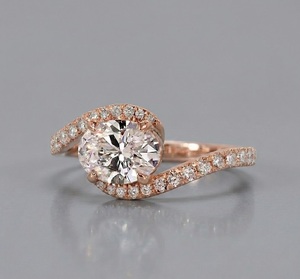 Anillo de media eternidad con diamantes de corte oval de 3 quilates (orientación de este a oeste) en oro blanco de 14K, anillo de compromiso con diamantes cultivados en laboratorio de 3.30 quilates, regalo de aniversario - Product Image 2