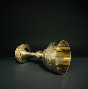 Brass <b>Wine</b> <b>Goblet</b> Glass Vintage Engraved Chalice Decorative Metal Drinking Cup polished finish - Product Image 3