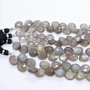 Perles de pierre de lune grise naturelle en forme de cœur, 7mm 8mm, facettées, percées sur le côté, pour la fabrication de bijoux, en vrac, prix de gros - Product Image 5