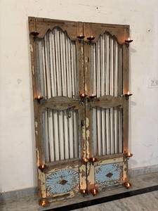 Antique Vintage Wooden Iron Jali <b>Arch</b> Door Home Furniture Rustic Decor for Entryway <b>Gate</b> Handcrafted Indian Temple Salvage - Product Image 2