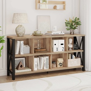 Minimalist Wooden Bookcase Three-Layer <b>Storage</b> Shelf Standing Type <b>For</b> Living Room Durable Lacquered Finish Rectangle Shape - Product Image 3