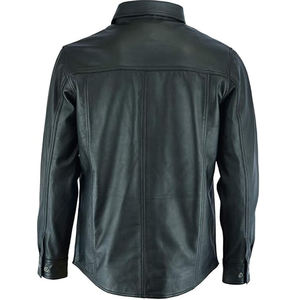 High Quality ODM OEM Customized Genuine Cowhide <b>Leather</b> Men's <b>Shirt</b> Solid Color Breathable Anti-Wrinkle - Product Image 6