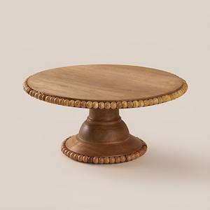 Handcrafted Solid Wooden <b>Beaded</b> Cake Stand Modern Antique Style Durable for Birthday Celebration Cupcake Arrangement Elegant - Product Image 3