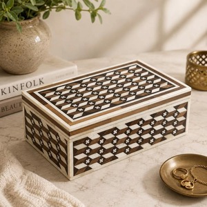 Premium Decorative Bone Inlay Container With Handmade Pattern For Bedroom Storage Tabletop Decor And Luxury Gifting - Product Image 4
