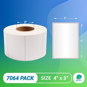 White 4 X 3 Inch Direct Thermal Labels Pack 7064 <b>Polypropylene</b> Self-Adhesive Shipping Label Freezer Grade <b>Glue</b> 3 Inch Packaging - Product Image 2