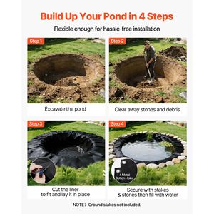 Bâche de bassin 20 x 20 pieds, épaisseur 14 mil, PE renforcé 3 couches, membrane imperméable pour poissons et koïs, bords ourlés avec 4 attaches pour bassins extérieurs - Product Image 5