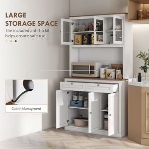 Armadio dispensa cucina 71 bianco con supporto a microonde 2 cassetti e 4 armadi - Product Image 4