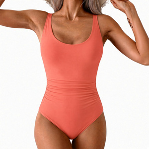 Maillot de bain une pièce pour femme, style col rond, prêt pour les vacances, personnalisable avec motifs sur mesure, idéal pour la plage et les centres de villégiature estivaux - Product Image 1