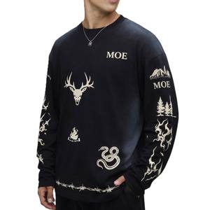 เสื้อยืดแขนยาวผู้ชายทรงปกติพิมพ์ลายกราฟิก สตรีทแวร์ ผ้าฝ้าย รับผลิตตามสั่ง OEM แบรนด์ส่วนตัว ผลิตจำนวนมาก - Product Image 1