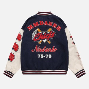 Latest Casual Canvas Varsity <b>Jacket</b> OEM Outdoor Winter Chenille Patch Embroidered Front Waterproof Breathable Windproof Mandarin - Product Image 2
