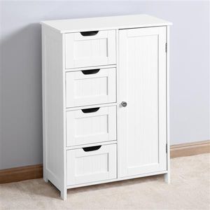 Mobiletto Moderno Bianco per Bagno Salvaspazio con Ripiani Regolabili e Cassetti in MDF, PVC e Metallo per Uso Domestico - Product Image 5