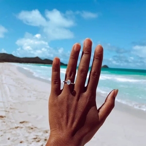 Elegant White Silver <b>Crystal</b> <b>Ring</b> Perfect Engagement Wedding Anniversary Gift for Her Timeless Classic Design - Product Image 4