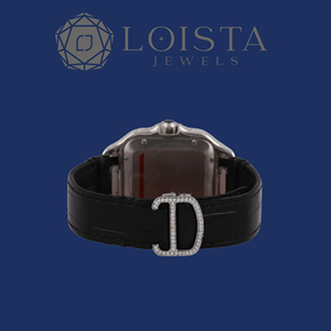 LOISTA นาฬิกาเพชรหรูหราสำหรับผู้หญิง สแตนเลสสตีล ตัวเรือนทรงสี่เหลี่ยมผืนผ้า สายหนัง แสดงวันที่แบบอนาล็อกควอตซ์ 30 มม. - Product Image 4