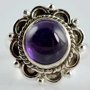 Amethyst 925 Sterling Silver <b>Boho</b> Statement Promise <b>ring</b> for Women, Natural Round Gemstone <b>Boho</b> Jewelry <b>Ring</b> Size 4-13 Christmas - Product Image 4