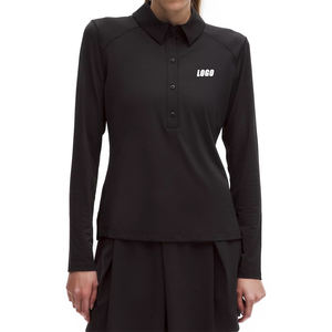 Polo de Manga Larga de Secado Rápido de Última Tendencia para Mujer, Transpirable, Elástico, con Logotipo Personalizado, Informal, Marca Privada - Product Image 1