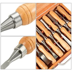 Set di 12 Scalpelli per Tornio da Legno con Lama in Acciaio al Carbonio da 3,75 Pollici per Lavorazione del Legno e Intaglio con Custodia in Legno - Product Image 4