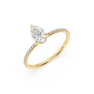 Bague REYES artisanale en moissanite en forme de poire avec halo caché en argent sterling 925, certifiée GRA, bijoux fins de luxe pour femmes - Product Image 1