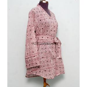 ชุดนอนมิดิผ้าฝ้ายพิมพ์ลายดอกโบโฮ 100% แขนทรงกระดิ่งสำหรับผู้หญิง-เป็นมิตรกับสิ่งแวดล้อมและระบายอากาศได้ดี - Product Image 5