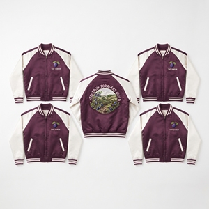 Wholesale B2B Supplier Grey Cream Satin Varsity Jacket Snap Button Custom Embroidered Riven Timber Collective Baseball <b>Coat</b> - Product Image 4