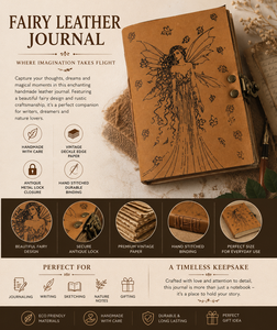 Fairy Handmade Leather Journal <b>with</b> Antique <b>Lock</b> | Vintage Deckle Edge Paper Diary | Fantasy Writing <b>Notebook</b> Gift - Product Image 6