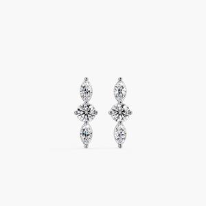 Pendientes de Barra con Diamantes Cultivados en Laboratorio, Corte Marquesa, Oro de 14K Premium, 0.10CT, Engaste de Puntas, Estilo Helix, Regalo para Mujer, Boda - Product Image 6