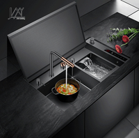 Évier de cuisine intégré à ultrasons multifonctionnel en acier inoxydable avec fonction de nettoyage des fruits et légumes