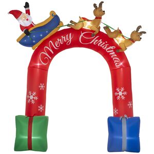Outsunny 9 piedi di natale arco di Babbo Natale a cavallo slitta LED cortile gonfiabile decorazioni giardino all'aperto prato per feste - Product Image 1