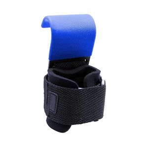 Crochets de musculation réglables en acier robuste bleu, antidérapants, avec sangles de poignet rembourrées en néoprène pour la musculation et les soulevés de terre - Product Image 3