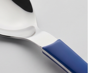 Ensemble de couverts modernes en acier inoxydable avec manche bleu, couteau, fourchette, cuillère, compatible lave-vaisselle, pour la restauration - Product Image 2