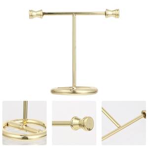 Brass Jewelry Stand With Three Tiers Geometric Base Minimalist Design For Indoor <b>Bedroom</b> <b>Decor</b> Durable Finish - Product Image 5
