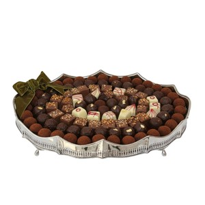 Plateau en métal doré de qualité supérieure, élégant, pour servir des chocolats et des friandises sur la table, idéal pour les célébrations, les mariages ou les cadeaux de fête. - Product Image 6