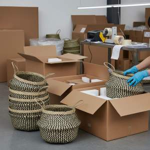 Autres paniers de rangement en jonc de mer naturel tressé à la main avec poignées, écologiques, pour l'organisation et la décoration de la maison, couleur personnalisable - Product Image 5