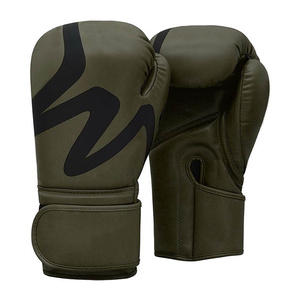 Olive <b>Green</b> PU Boxing Training <b>Gloves</b> with Velcro Closure Breathable Design for Adults - Product Image 1