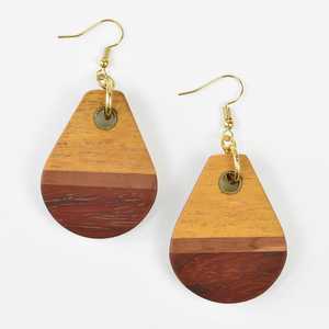 Boucles d'oreilles en bois en forme de goutte d'eau, style vintage, unisexe, pour fête, bijoux islamiques tendance - Product Image 1
