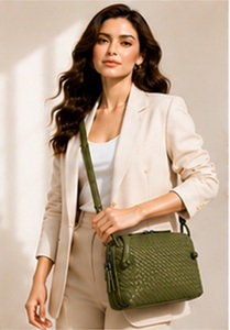 Sac à bandoulière Gravs en cuir véritable fait main, style bohème anglais, pour femme, 27x5x20 cm, fermeture éclair, sangle unique, usage quotidien - Product Image 3