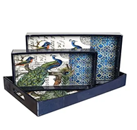 Plateau de service décoratif moderne en bois MDF avec impression autocollante émaillée, personnalisable en couleur et en taille