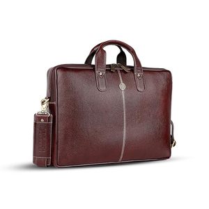 Sac de bureau en cuir véritable pour hommes - Sac pour ordinateur portable de 15,6 pouces pour hommes, pour professionnels, voyageurs d'affaires - Sangles réglables - Product Image 1