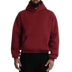 Sweats à capuche surdimensionnés rouges personnalisés pour hommes, en molleton épais, avec logo et marque personnalisés, vente en gros, streetwear de haute qualité, fournisseur OEM - Product Image 1