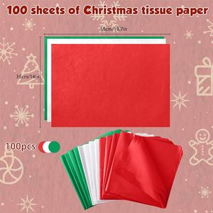 OHOME 100 Fogli 20"x14" Carta Velina Natalizia Rossa Verde Bianca per Confezioni Regalo Decorazioni Natalizie - Product Image 1