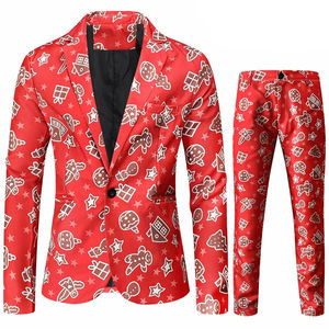 Trajes de Hombre con Blazer Estampado Sublimado, Pantalón de Traje, Abrigo Formal de Negocios para Oficina, Pantalones de Esmoquin de Un Solo Pecho - Product Image 1