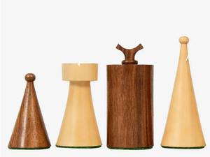 Pions d'échecs Art Déco de luxe lestés, 3,8 cm de hauteur, en bois de Sheesham et de buis naturel, au meilleur prix - Product Image 5